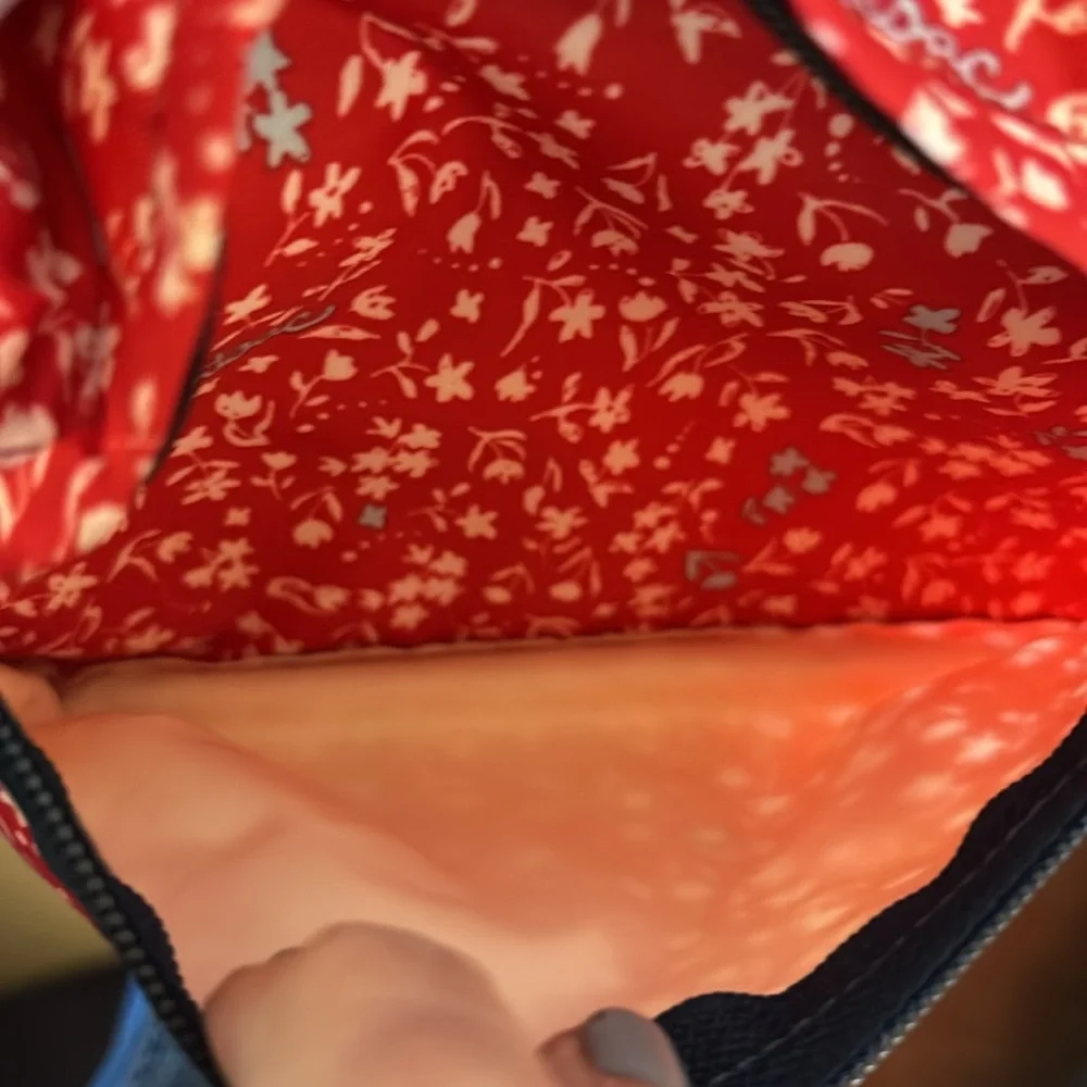 LeSportSac Cute Red and blue floral medium backpack and pouch set